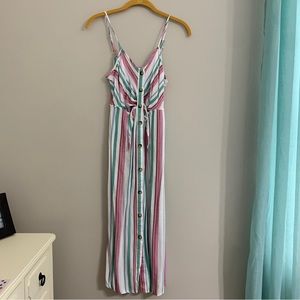 Front button Striped Dress